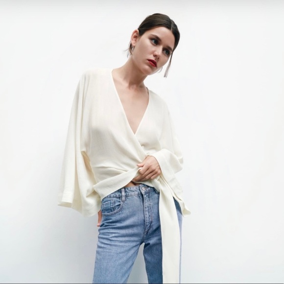 Zara Tops - Zara wrap blouse size large |Zara bohemian oversized sleeve shirt